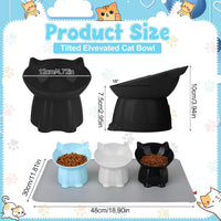 3 Pcs Raised Cat Bowl 15° Elevated Cat Food Bowl Tilted Cats Bowls - Blue, Black, White - image 2