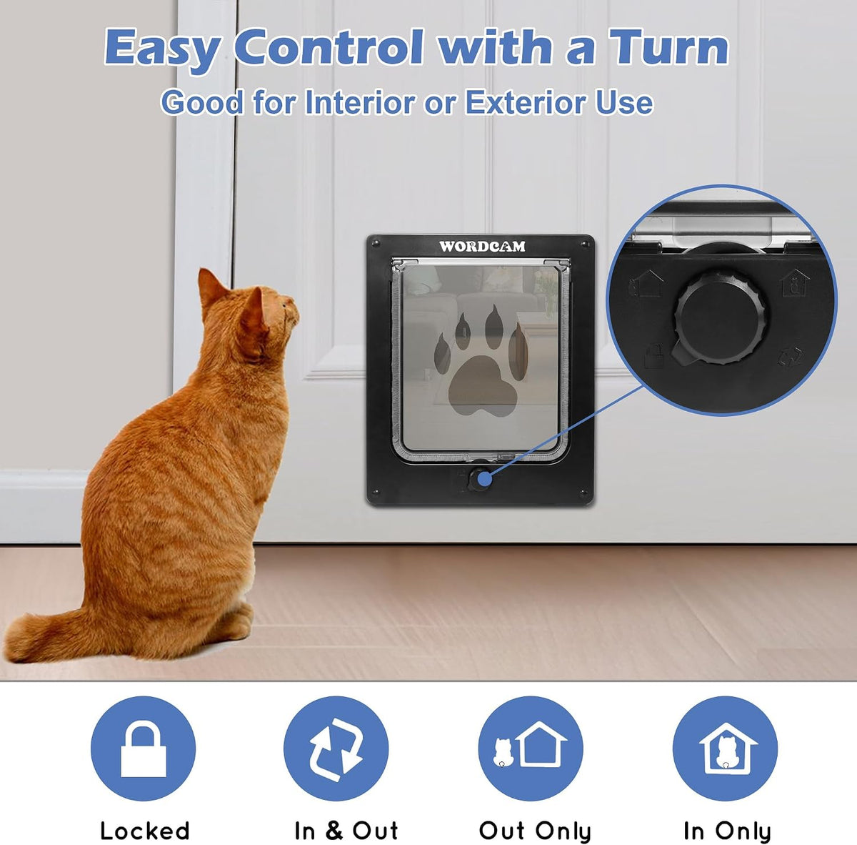 Wordcam X-Large Robust Cat Door for Interior/Exterior - Black / Large - image 3