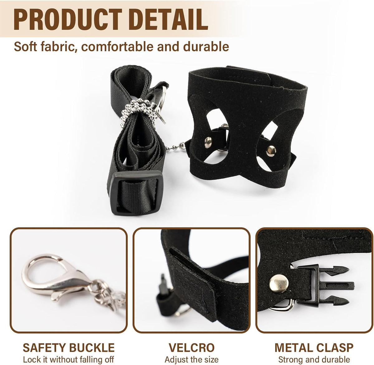 3Pcs Rat Harness and Leash - Black - image 2