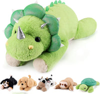 gnomantic Turtle Weighted Stuffed Animals, Plush Pillow for Kids – Fun for Kids & Family - Green Dinosaur / Medium / Dinosaur