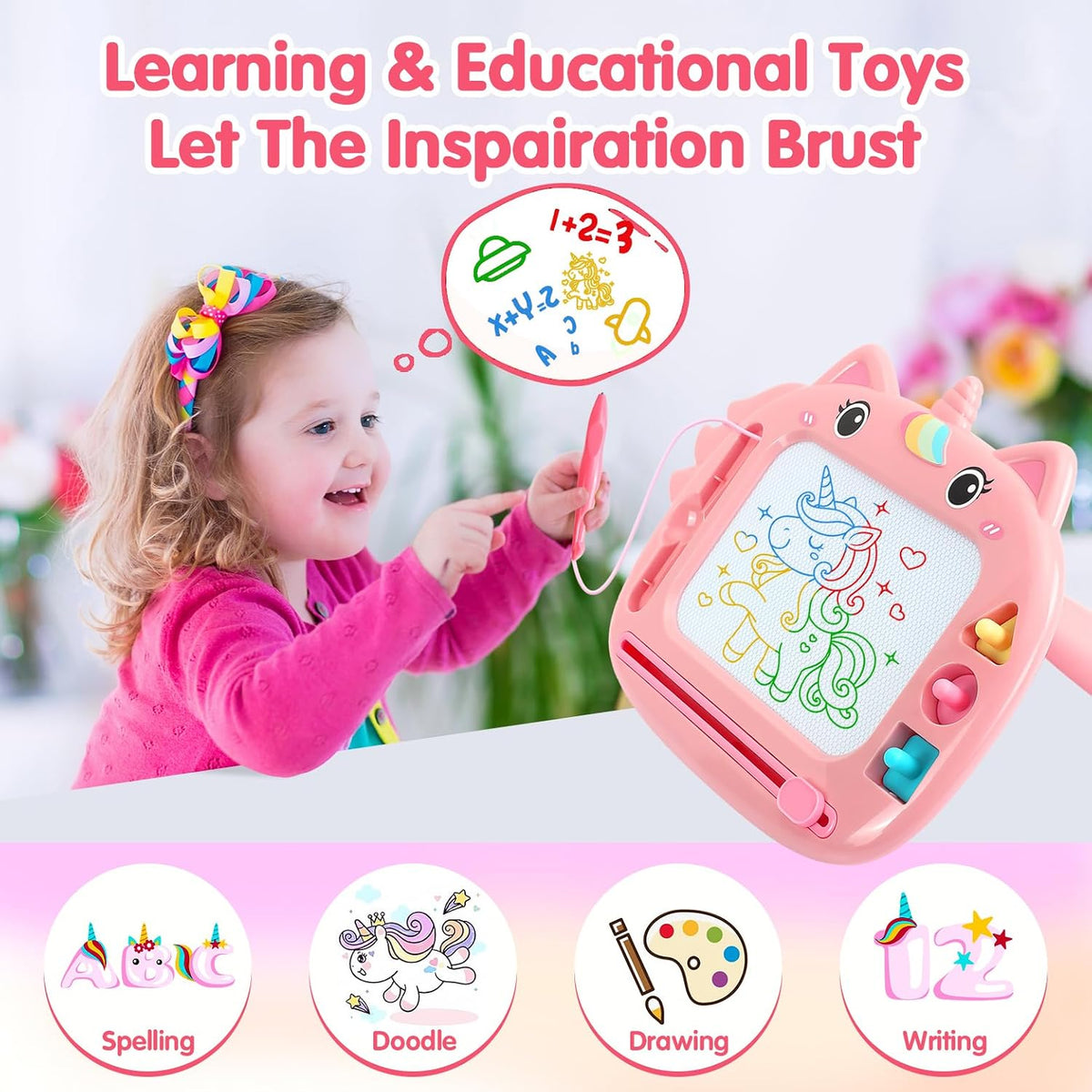 Unicorn Toddler Girl Toys Age 3-5 - Pink - image 2
