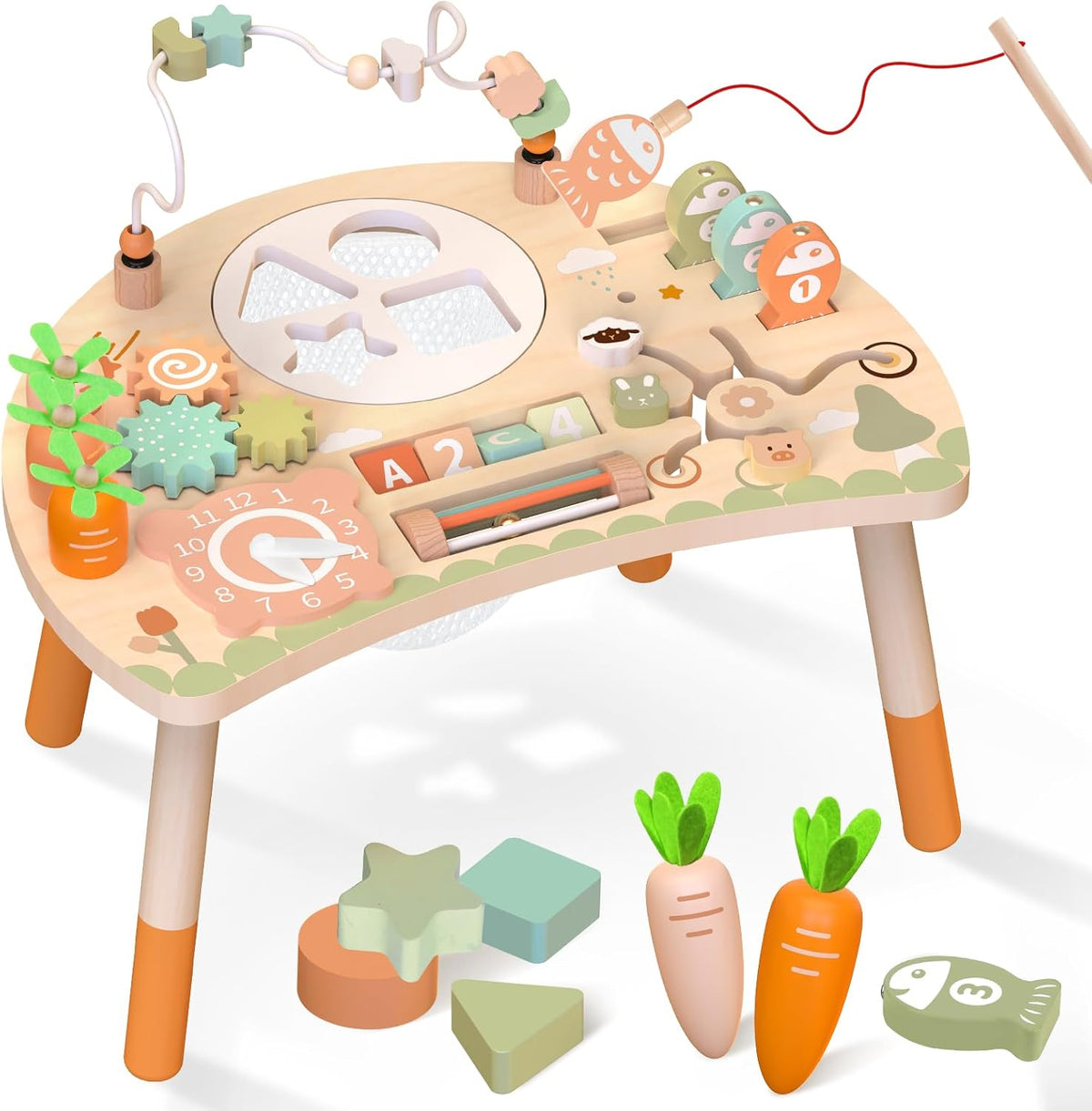 Weilim Montessori Activity Table for 1 Year Old - Natural