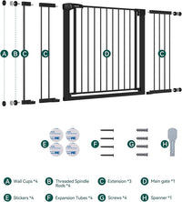 BABELIO 36-57" Extra Wide Baby/Dog Gate, Auto Close for The House, Stairs and Doorways, Pressure Mounted for Pet with Large Walk Thru Door, No Need Tools and Drilling, Black