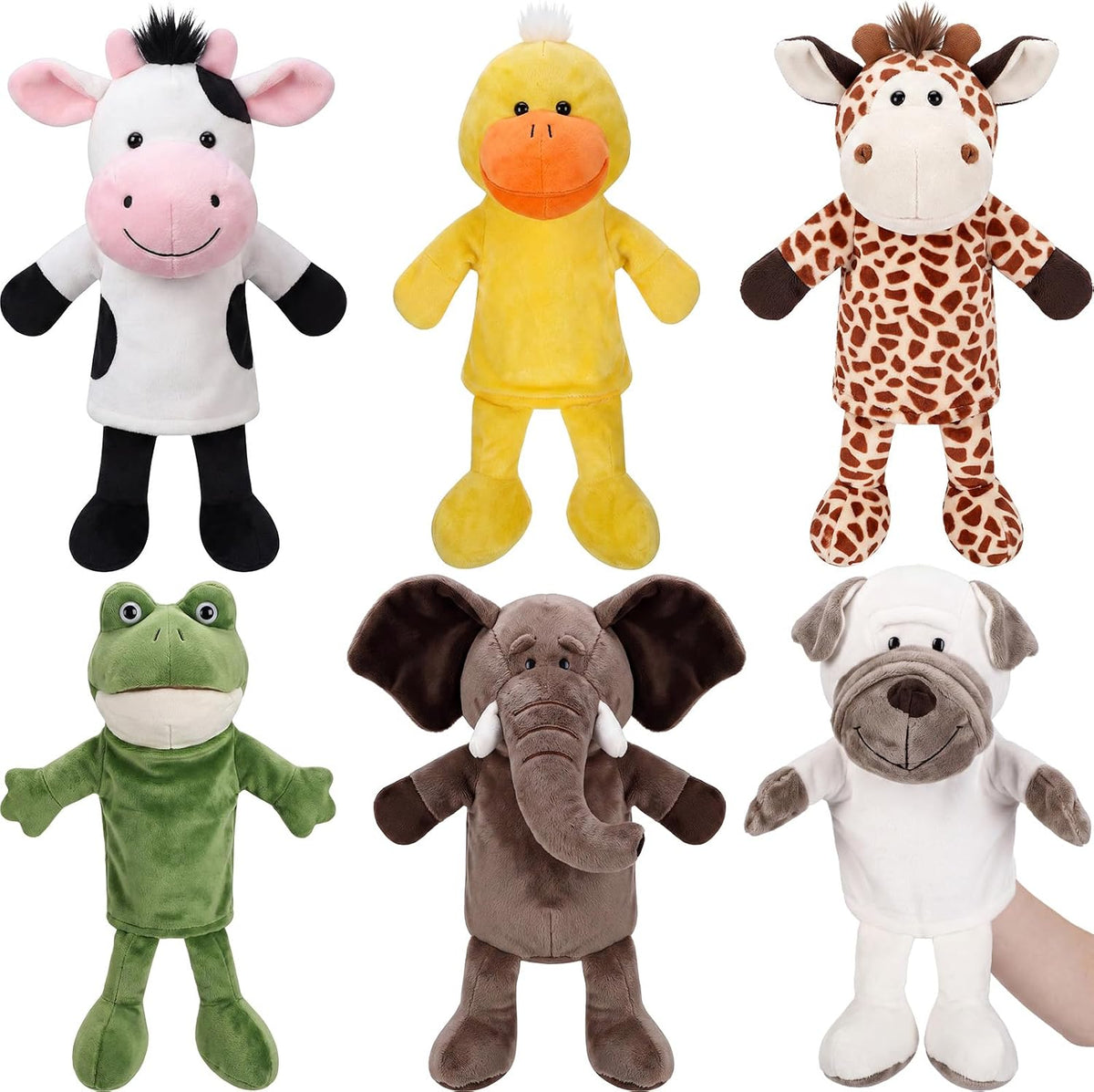 Liliful farm animal hand puppets with movable mouths: horse, sheep, dog, pig, cow and duck - view 3