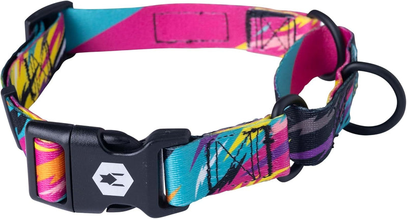 Wolfgang Heavy Duty Martingale Dog Collar with Quick Release Nylon - FuzzyTails Print / Small (5/8 Inch x 10-12 Inch)