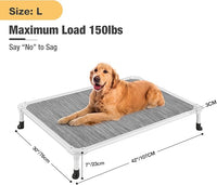 Veehoo Chew Proof Elevated Dog Bed - Cooling Raised Pet Cot - Silver Aluminum Frame and Durable Textilene Mesh Fabric, Unique Designed No-Slip Feet for Indoor or Outdoor Use, Black Silver, Large