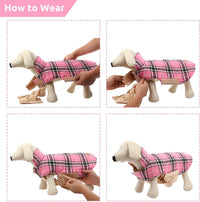 Winter Dog Jackets, Reversible Dog Coat with Leash Hole - Pink / M - image 2