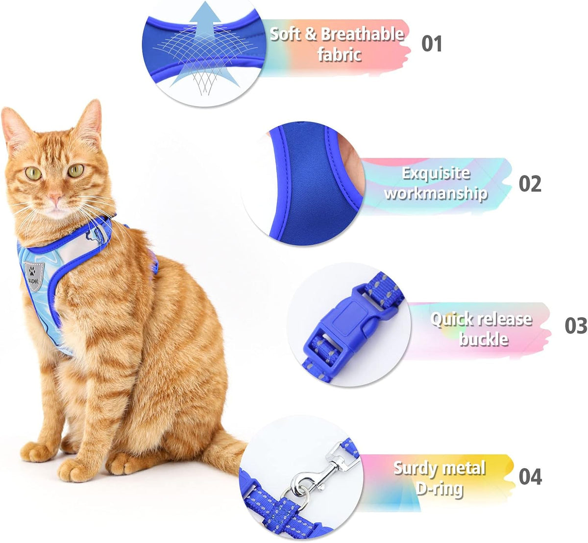 Supet Cat Harness and Leash Escape Proof - Orange2 / M（Chest:11.0-18.3'') - image 3