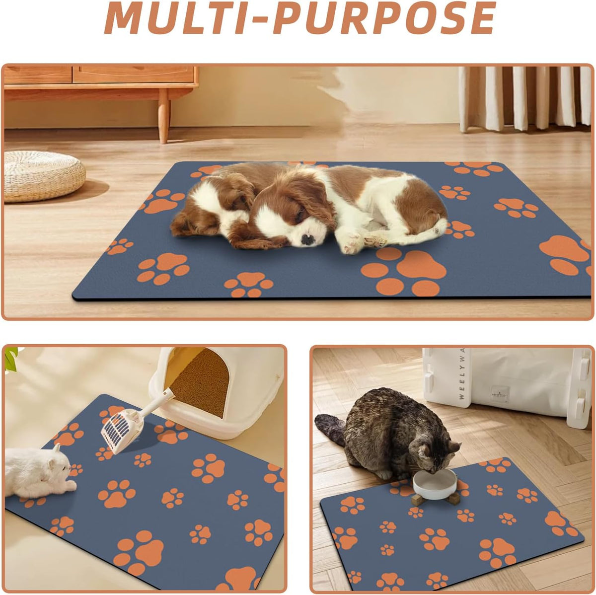 18"×30" Dog Food Mat-Absorbent Dog Mat for Food and Water - Blue / 12"L x 20"W - image 3