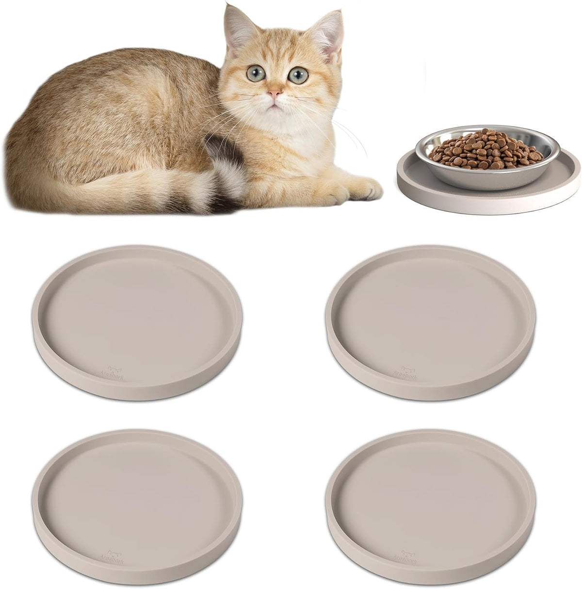 Arespark Pet Silicone Food Mat - Off white / 4 PACK