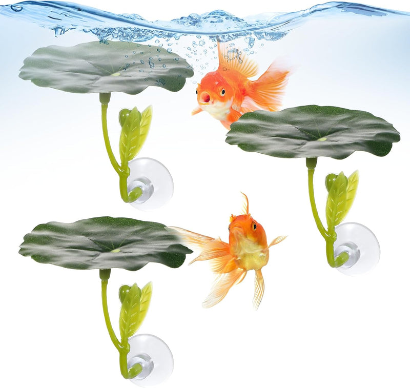 3 Pcs Betta Fish Leaf Hammock Soft Aquarium Decor Plastic Plants - Lotus leaf with buds