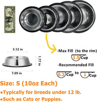 2 Pack Stainless Steel Dog Bowls with Rubber Bottom - 1½ Cup / 10 oz - image 2