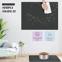 AVERYDAY 32x24 Waterproof Silicone Dog Food Mat - Black / 18" x 10" - image 4