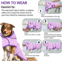 Dog Bathrobe, Fast Drying Coat - Extra Large / Purple - image 3