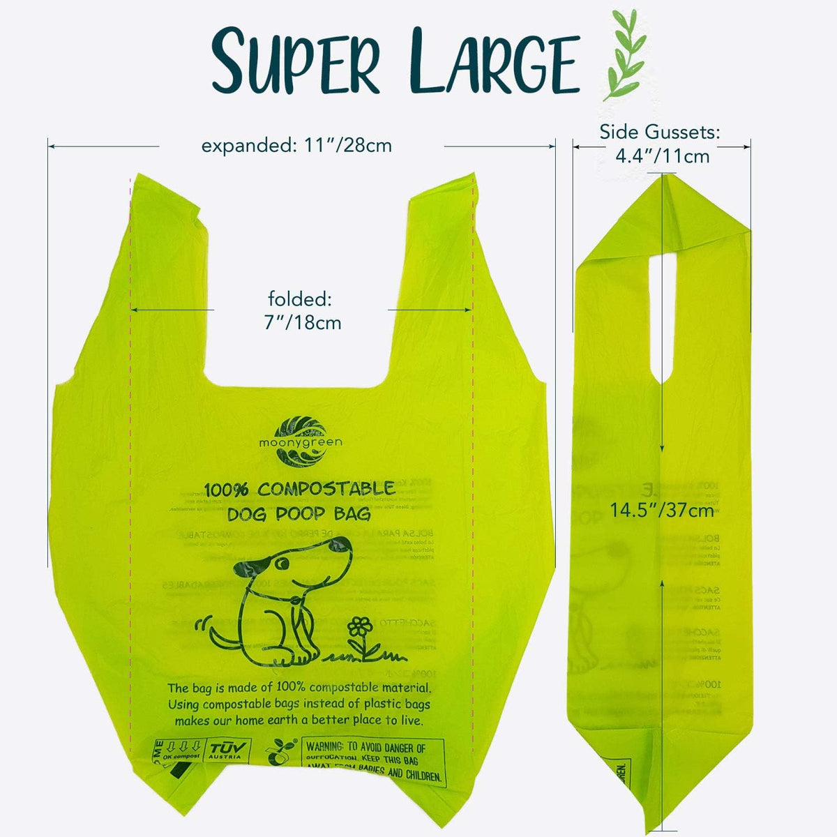 Dog Poop Bag with Handles, Compostable Pet Waste Bags, Easy-Tie - 60 Count (Pack of 1) / Poop Bags - image 3
