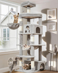 Taoqimiao 32.2in Cat Tree with Toy - Light Gray / 79 inch