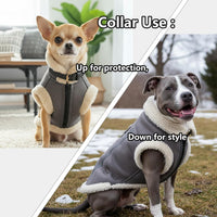 Retro Aviator Dog Jacket – Faux Leather Winter Coat with Plush Sherpa Fleece Lining for Bulldog - Gray / XX-Large - image 2