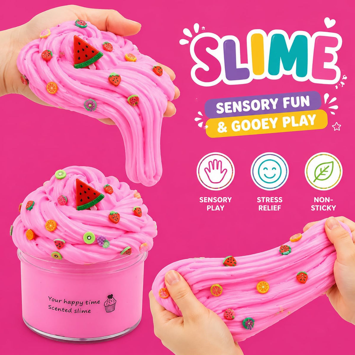 Howlaiwoo 6 pack butter slime kit with charms in individual containers - view 4