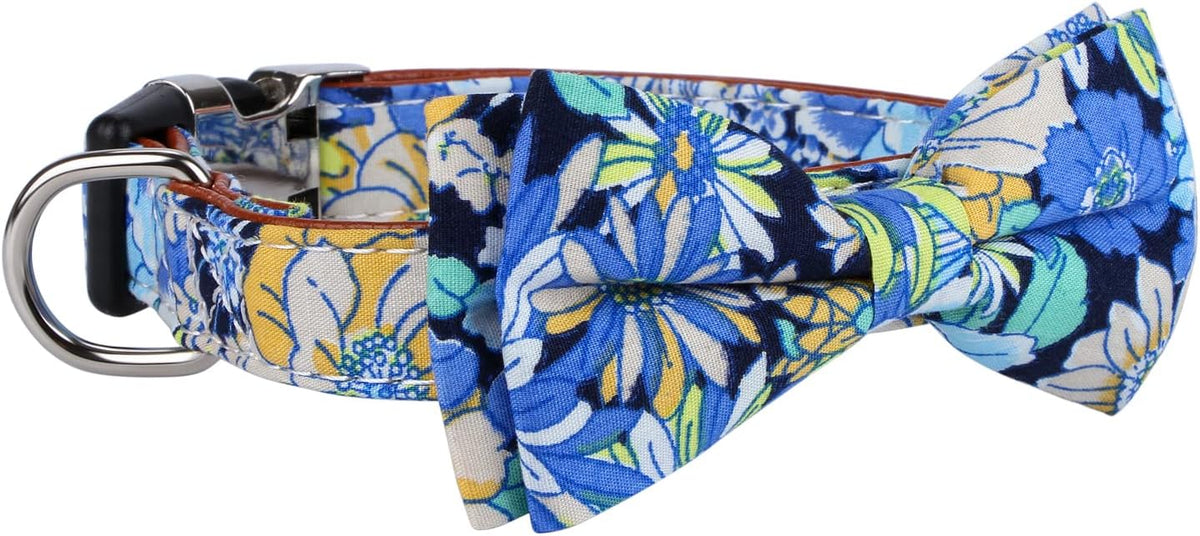 Faleela Soft &Comfy Bowtie Dog Collar - Medium (Pack of 1) / Blue flower - image 3
