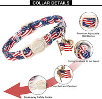 ARING PET 2 Pack Cat Collar-Cute Cotton Cat Collar Breakaway - Independence-American flag - image 3