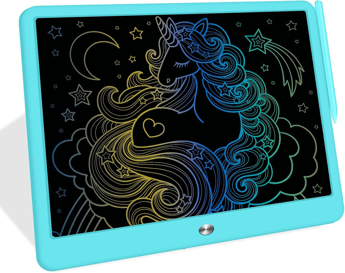 FLUESTON LCD Writing Tablet for Kids - 13"W x 9.8"H / Delightful Dolphin Blue