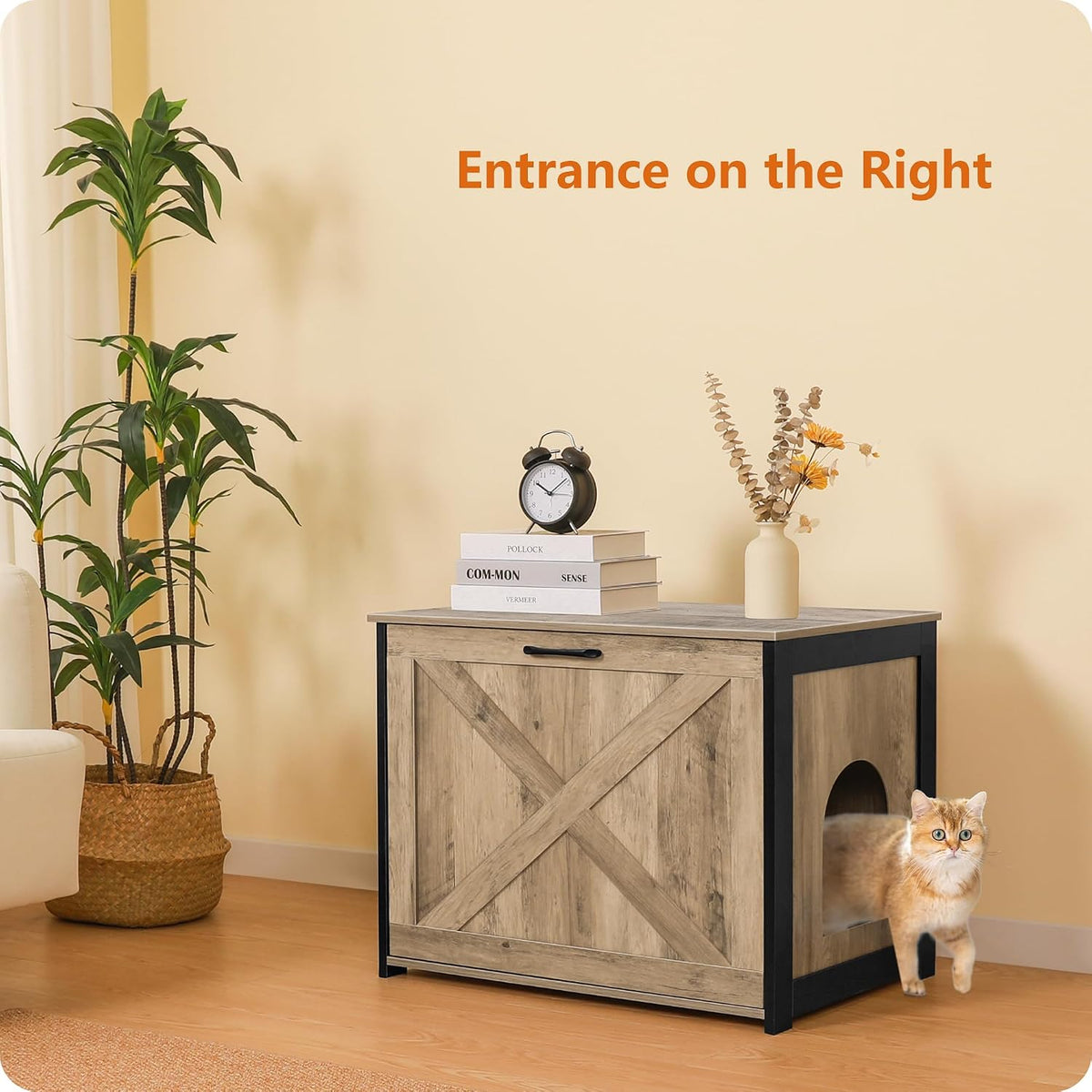 Cat Litter Box Enclosure, Hidden Litter Box Furniture - Greige / 27.6"L x 19.7"W x 21.7"H - image 2