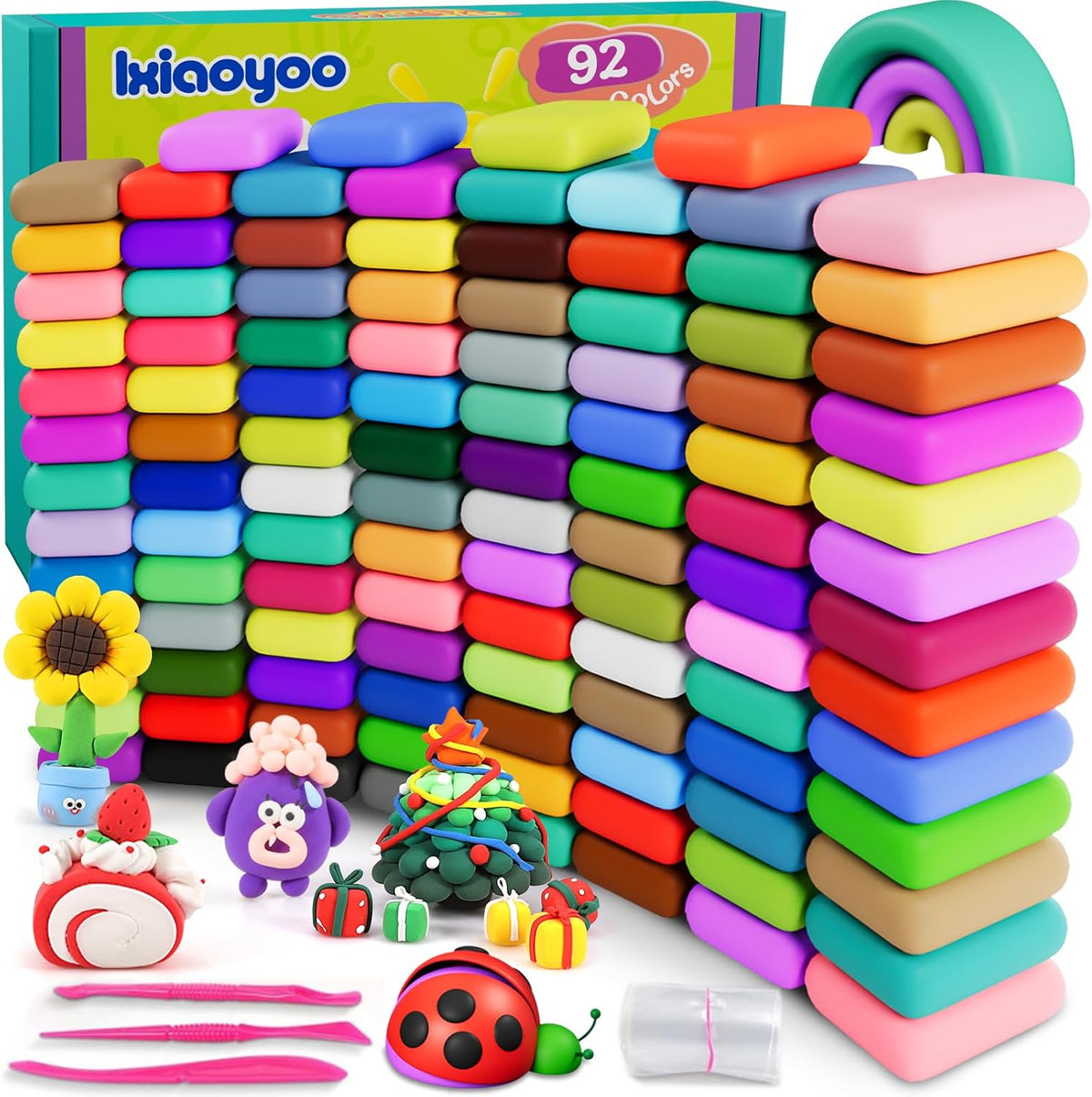 Ixiaoyoo Air Dry Clay, 30 Colors Foam Modeling Clay for School Projects – Fun for Kids & Family - 92 Colors
