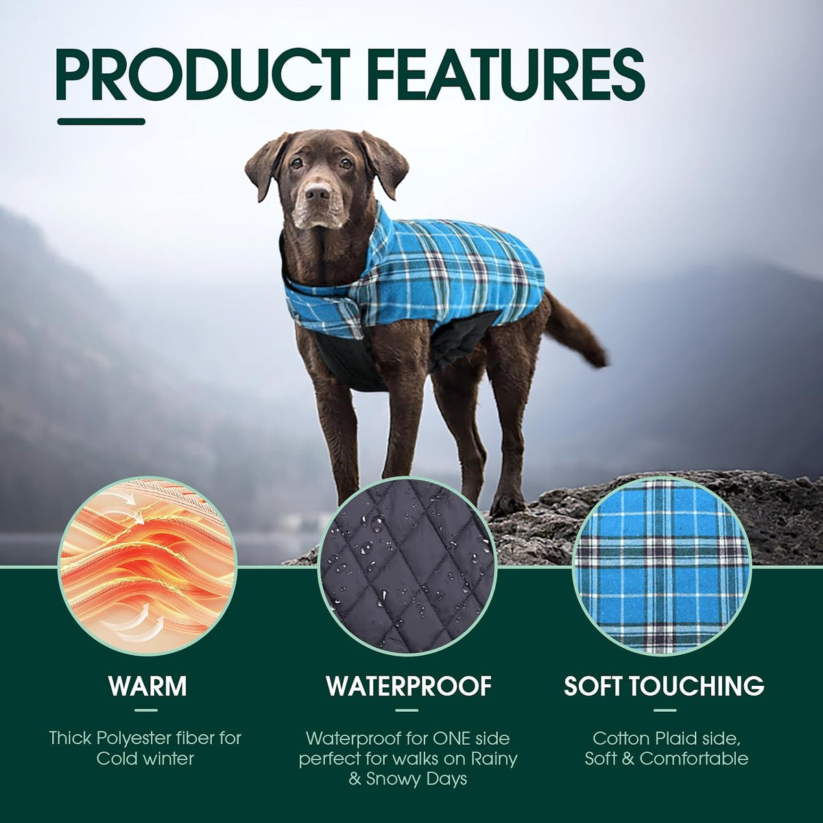 Kuoser Waterproof Dog Coat - Blue / X-Large (Pack of 1) - image 2