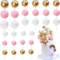 ZHUOWEISM ball cake toppers, 24 mini balloon picks in blue, gold and white - view 9