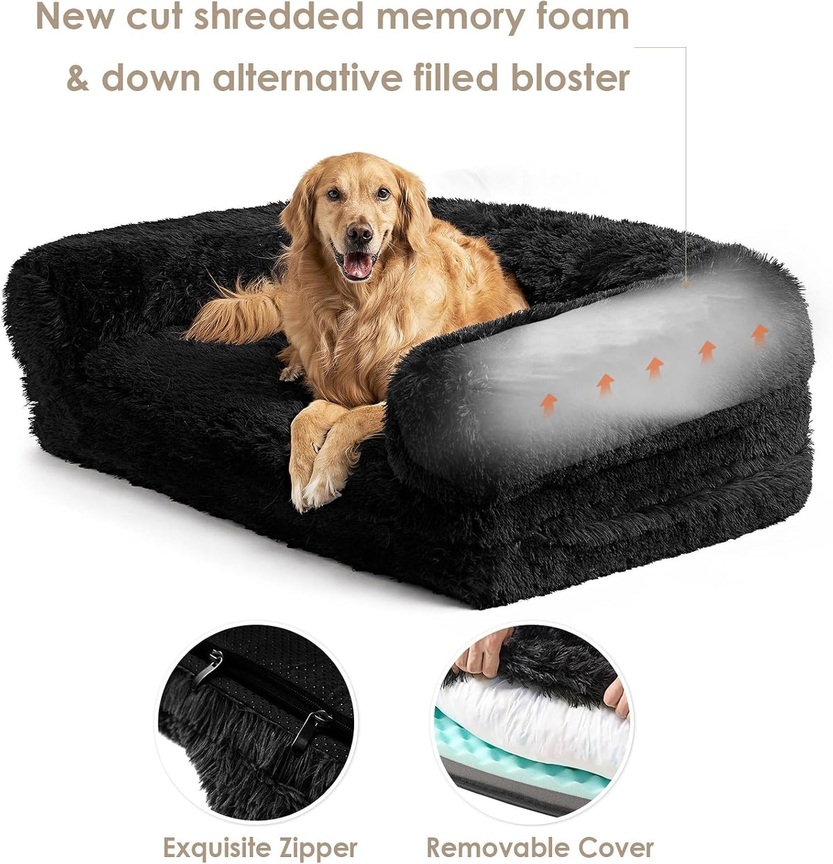 EHEYCIGA Orthopedic Foldable Human Dog Bed, 72x44x11 - 72x44x11(Folded 44x36) / Black - image 2