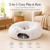Warm Fluffy Plush Cat Dog Tunnel Bed Under Christmas Tree Big Tube - White - image 3