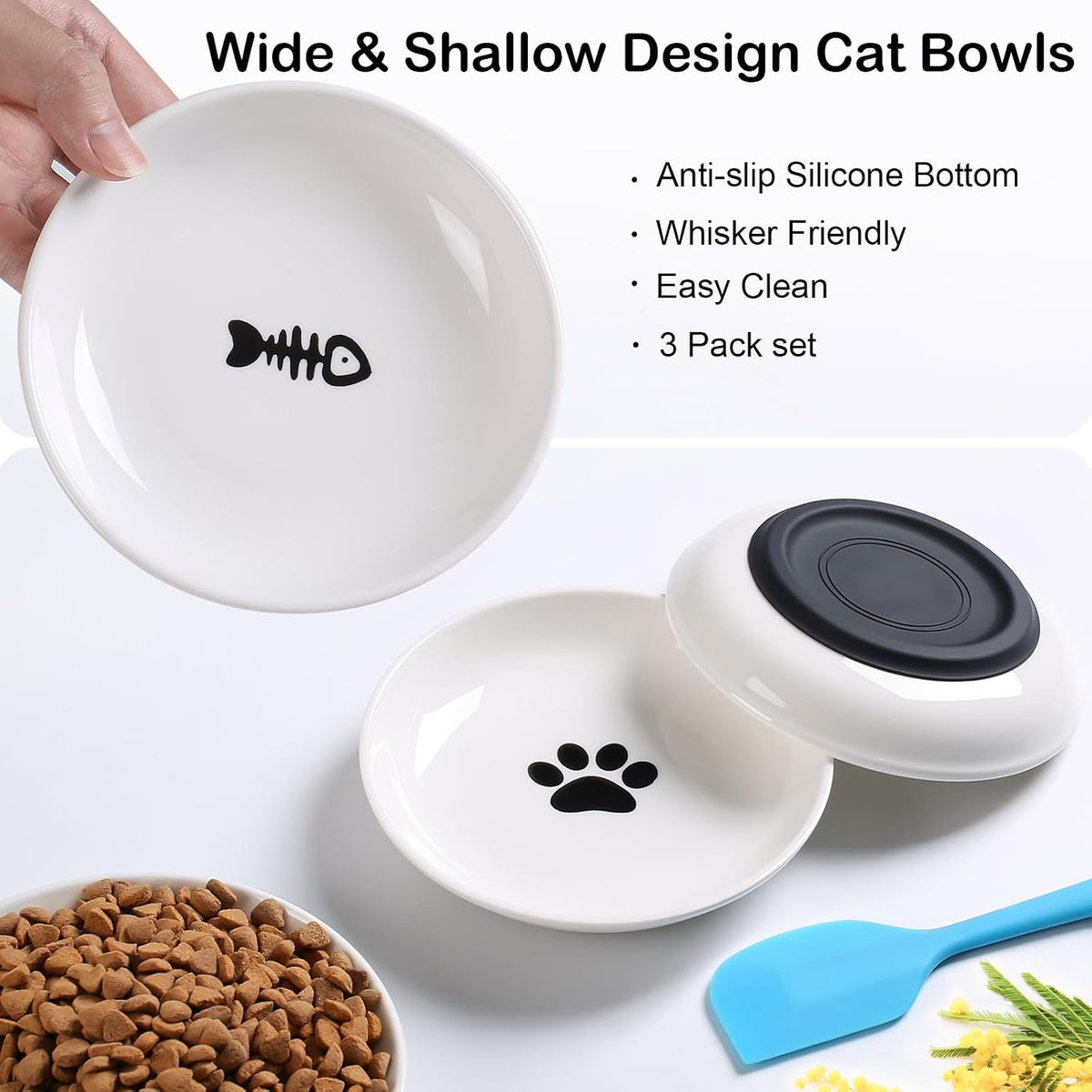 No Spill Cat Bowls, Cat Food Bowl - Shallower-6 Pack - image 3