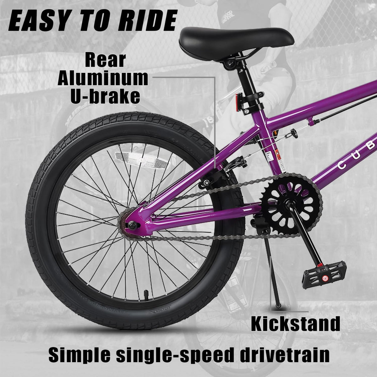 cubsala Crossea 18 20 Inch Kids Freestyle BMX Bike for 5-13 Years Old – Fun for Kids & Family - Purple & Black / 18 Inch / Without Pegs - image 3