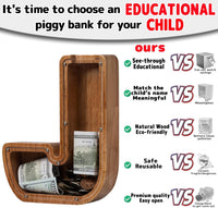 Ladenk Wooden Letter Piggy Bank - J / Initial-9" - image 3