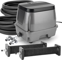 AquaMiracle All-in-1 Koi Pond Aeration Kit Pond Air Pump with Self-Sinking Airline Rubber Air Diffuser, Air Flow Control Pond Aerator for Outdoor Pond 10,000-15,000 Gallons