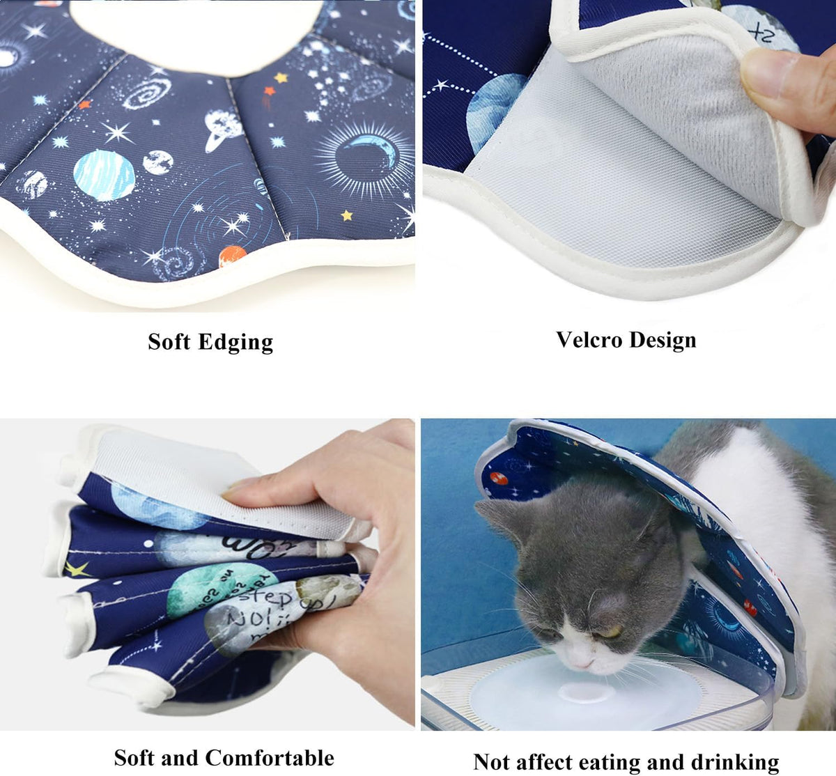 Soft adjustable cat cone recovery collar with Velcro closure - view 3