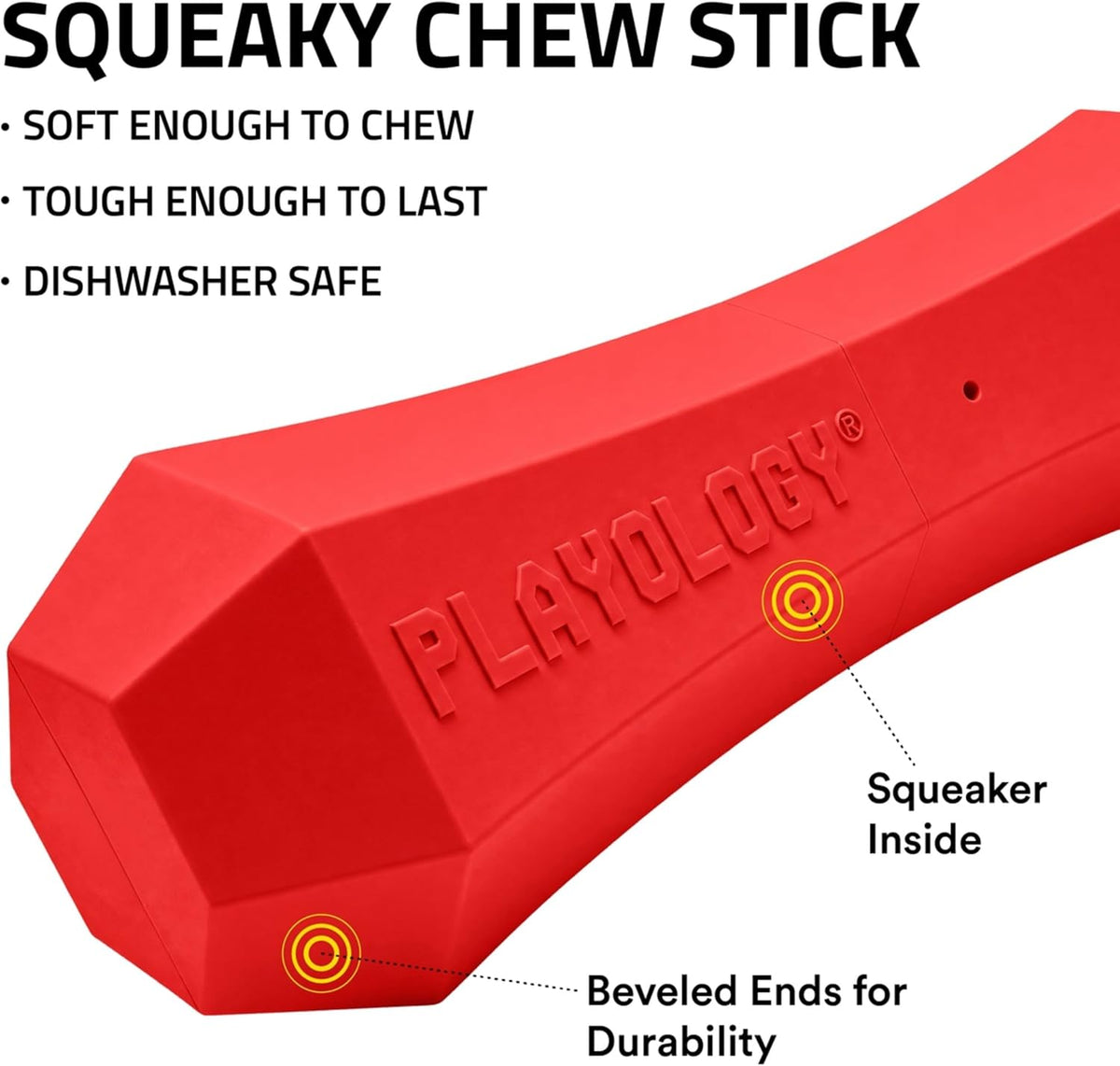 Playology Squeaky Chew Stick Scented Dog Toy - Medium (VALUE 2-Pack) / Beef - image 2