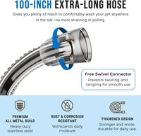 G-Promise 2 Mode Dog Shower Attachment with Extra Long Hose Adhesive - 100 Inch Hose / Brushed Nickel - image 2