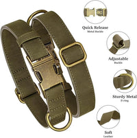 Didog Soft PU Leather Dog Collar, Stylish Quick Released Dog Collars for Large Dogs, Easy Clean Adjustable Pet Collar for Daily Walking, Dark Green, XL Fit 17-27" Neck