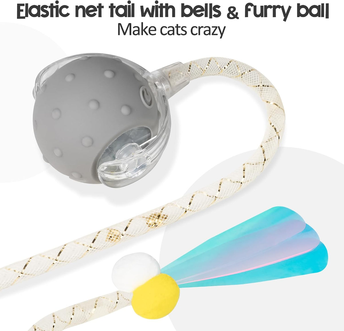 Interactive Cat Toys Ball, Automatic Moving Ball Toy - Grey - image 4