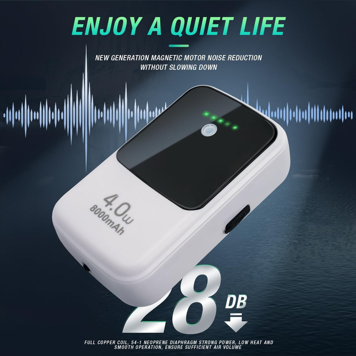 Rechargeable Aerator Portable Fish Bait Bucket Aquarium Air Pump – Essentials for Fish - 8000mAh - image 4