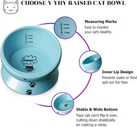Y YHY Cat Bowl Anti Vomiting, Raised Food Bowls - 15oz / Lake Blue - image 4