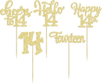 30pcs 16th Birthday Cupcake Toppers - 14th / Gold - image 3