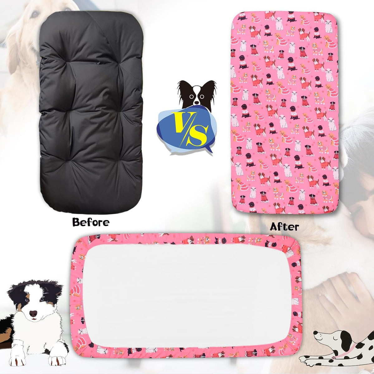 Dog Bed Covers Replacement Washable Elastic Edged 36" x 27" x 6" – Essentials for Dogs - Pink Dog Plus / 36.0"L x 27.0"W x 6.0"Th - image 2