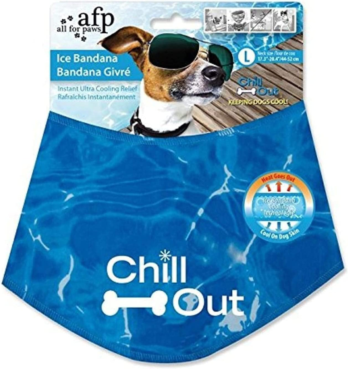 AFP Dog Cooling Bandana, Reusable Breathable Instant Cooling Neck Wrap for Medium Dog, Adjustable - L(Neck Girth 17.3-20.4 IN)