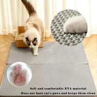 Cat Litter Mat, Honeycomb Double Layer Litter Trapping Mat – Daily Care for Cats - Light Gray / 45x26 Inches - image 3