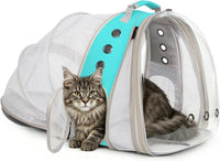 Dual Expandable Large Cat Backpack Carrier – Essentials for Cats - Green / Clear Window