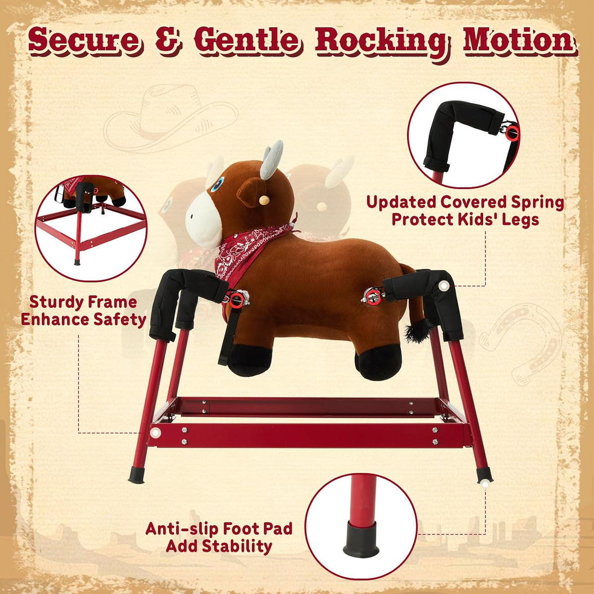FUNLIO Unicorn Baby Rocking Horse - Bull Spring Rocking - image 3