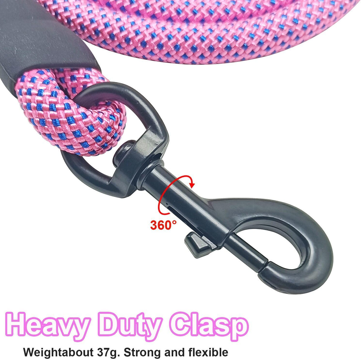 MayPaw Rope Dog Leash, Thick Leash for Medium Large Dogs - pink-blue dot / 1/2" * 6' - image 2