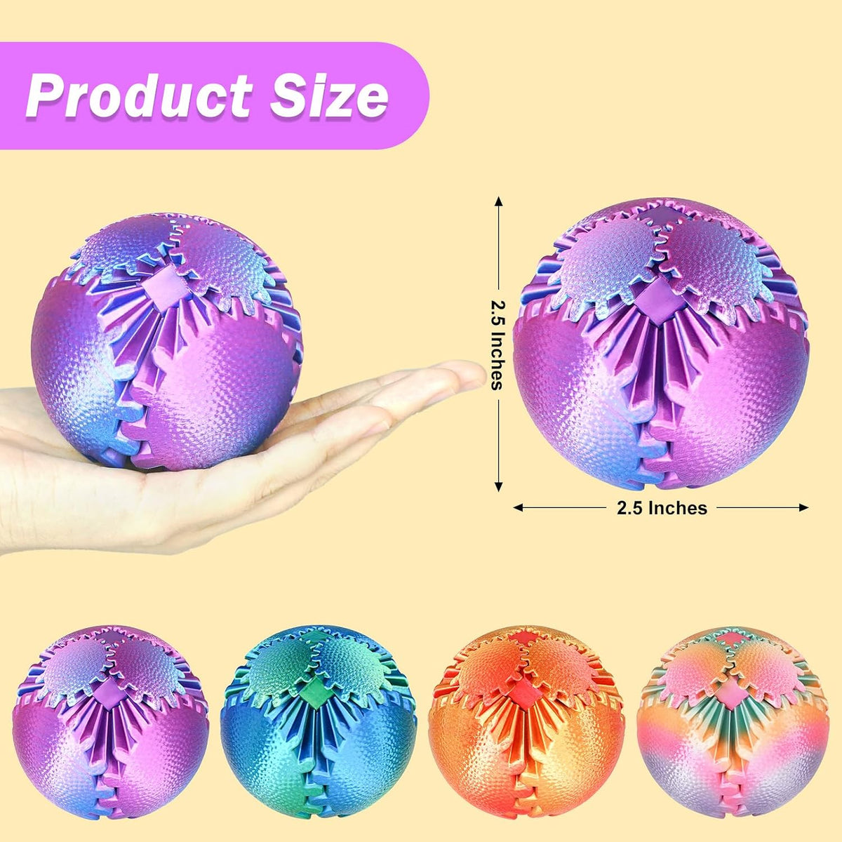 Gear Ball Fidget Toys Steampunk Gear Sphere for Kids - 4pcs-multicolor / 6 cm / 2.5 in - image 3